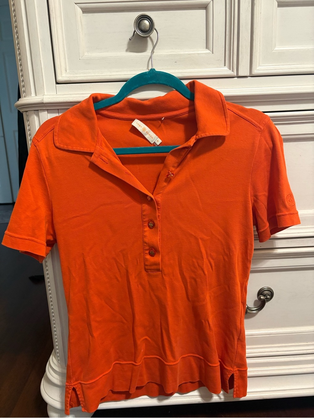 Tory Burch Bright Orange Short-Sleeve Polo